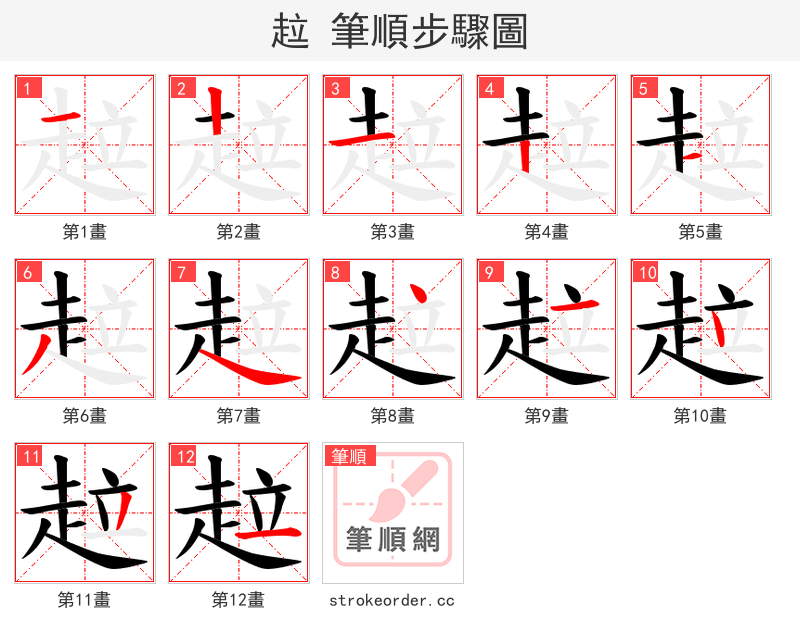 趇 的笔顺分步演示