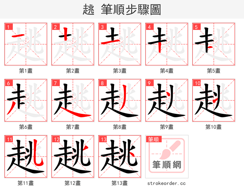 趒 的笔顺分步演示