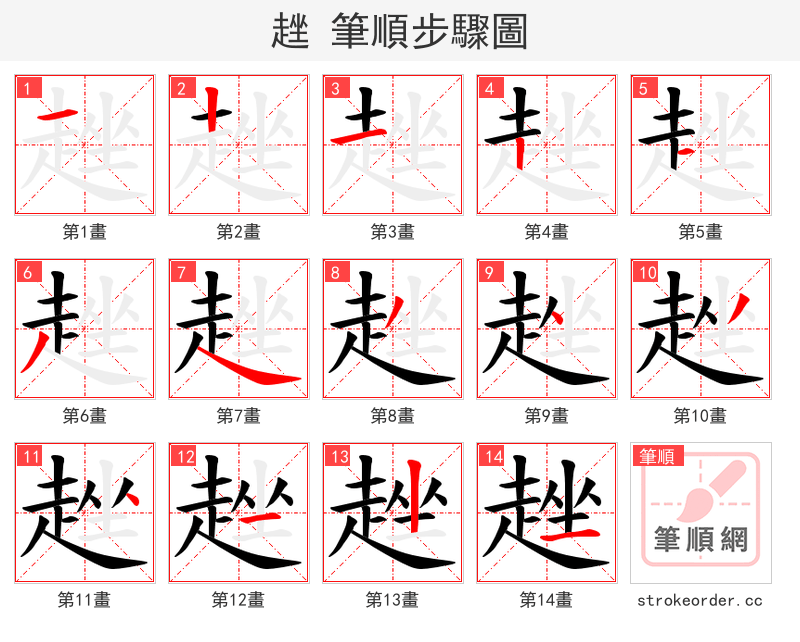 趖 的笔顺分步演示