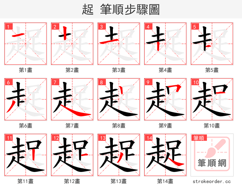 趗 的笔顺分步演示