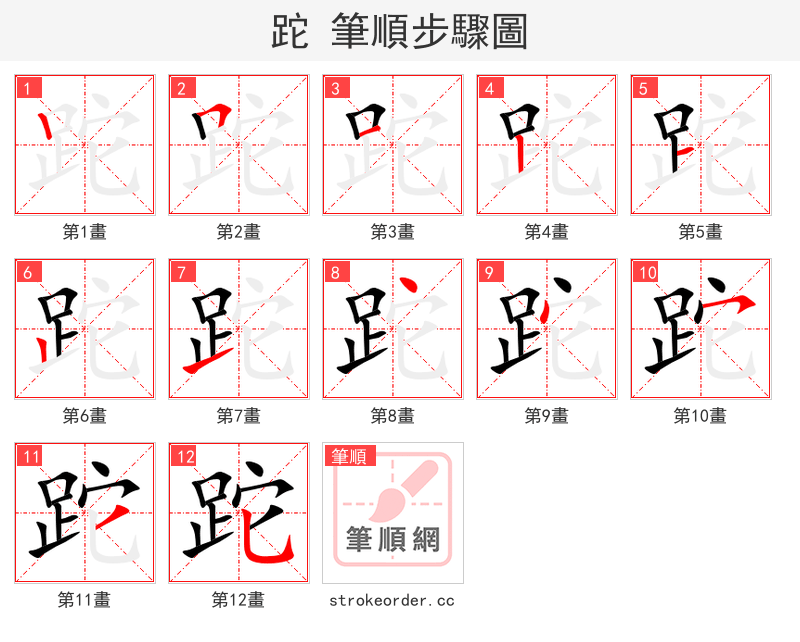 跎 的笔顺分步演示