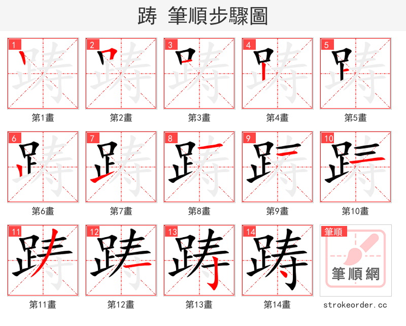 踌 的笔顺分步演示
