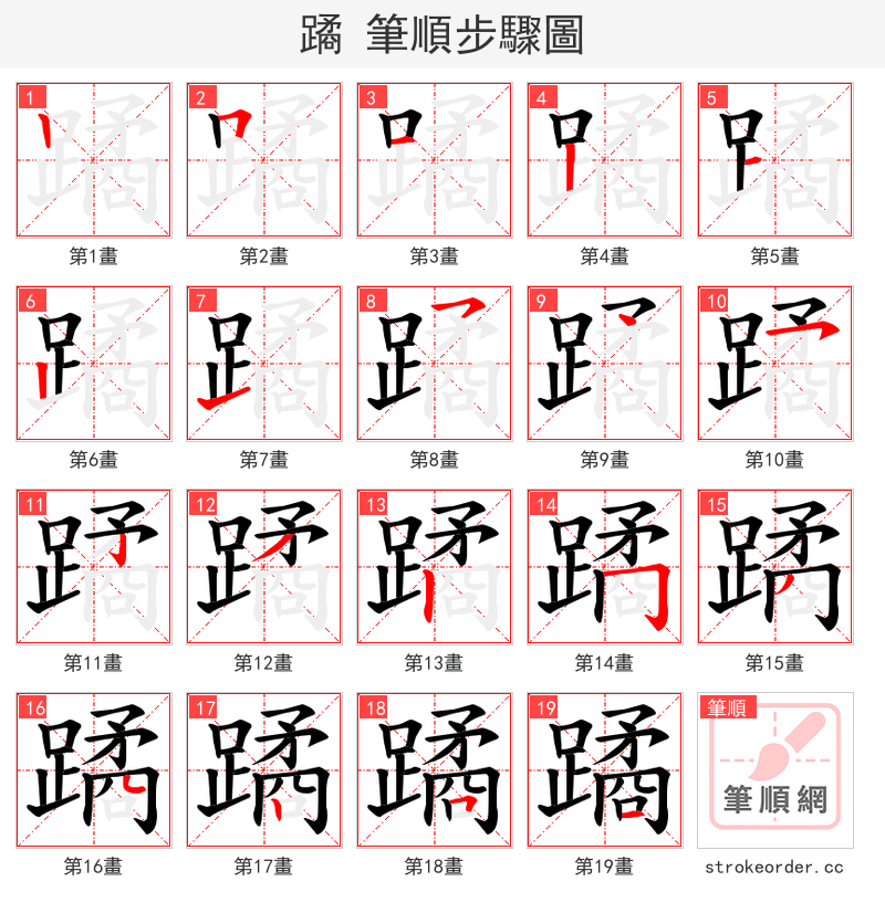蹫 的笔顺分步演示
