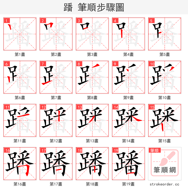 蹯 的笔顺分步演示