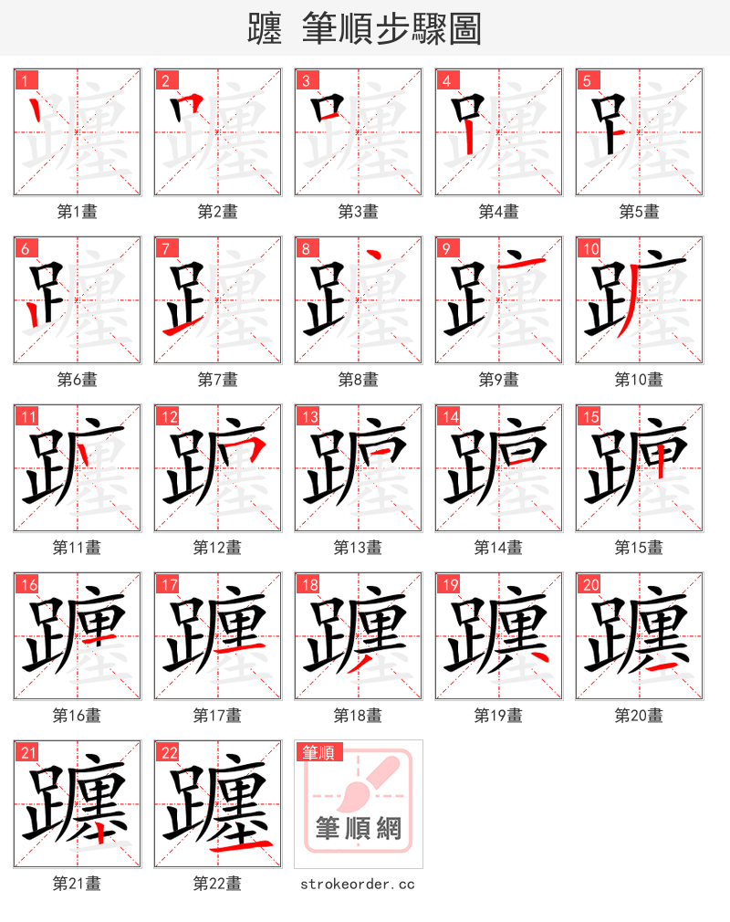 躔 的笔顺分步演示
