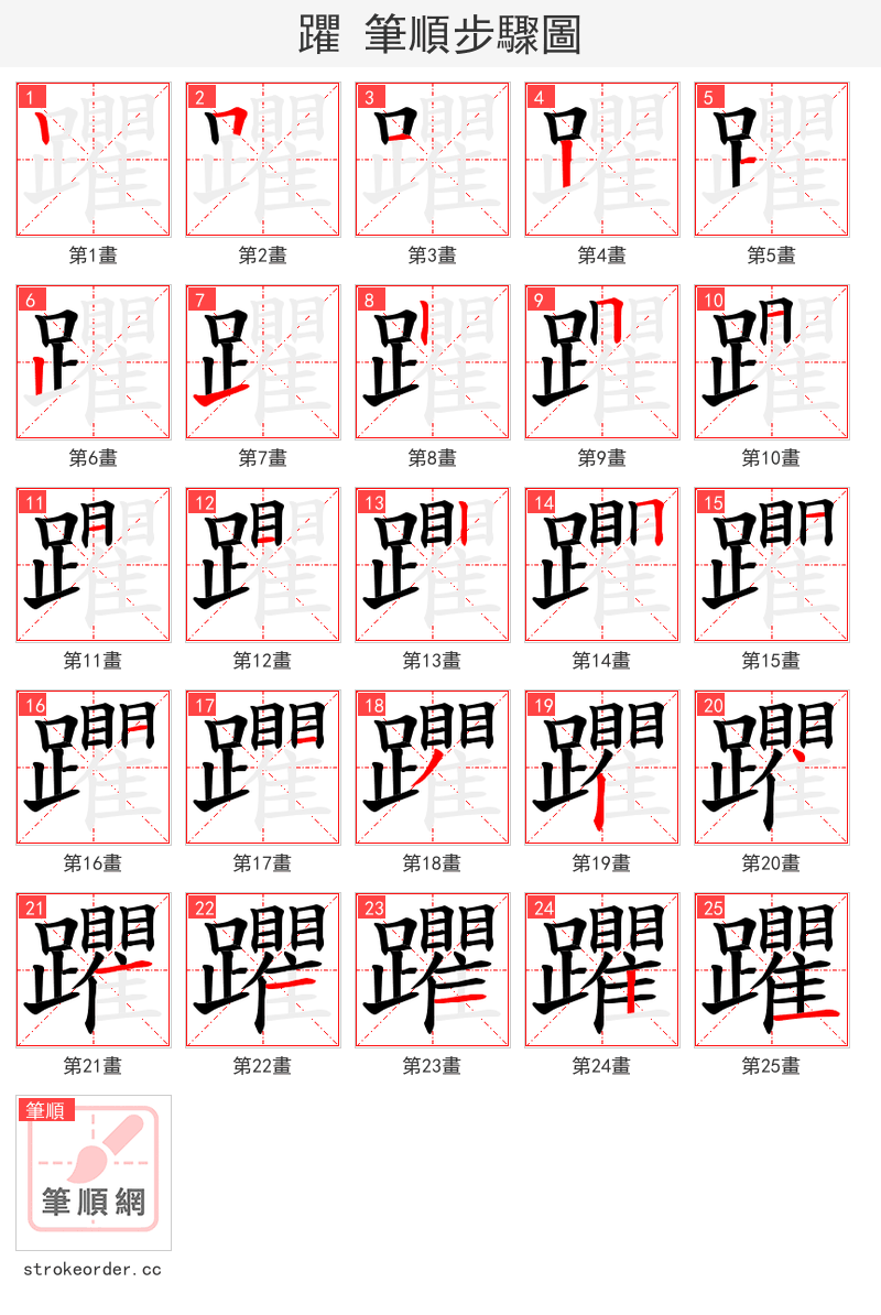 躣 的笔顺分步演示