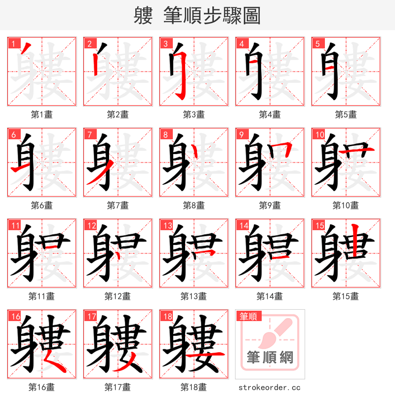 軁 的笔顺分步演示