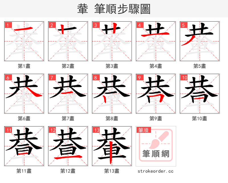 輂 的笔顺分步演示