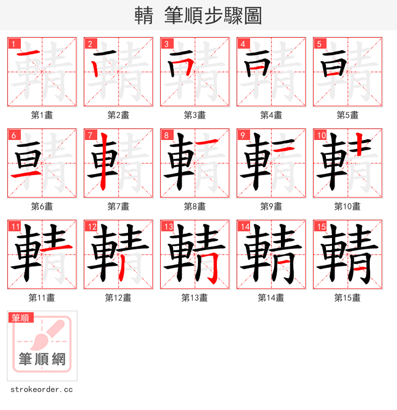 輤 的笔顺分步演示