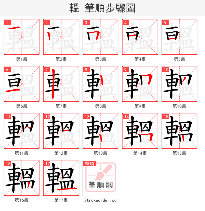 轀 的笔顺分步演示