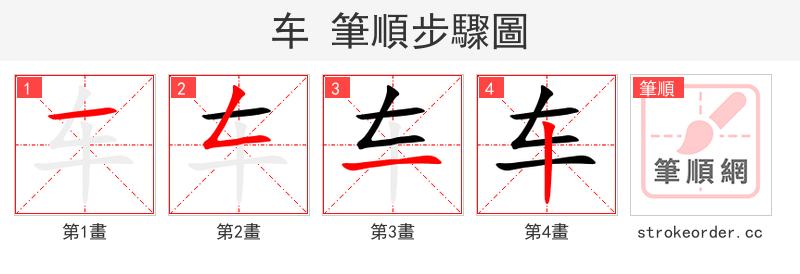 车 的笔顺分步演示