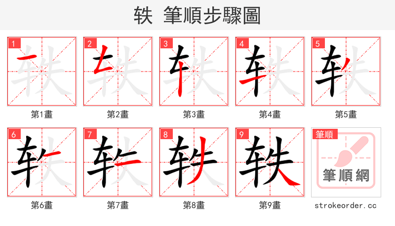 轶 的笔顺分步演示