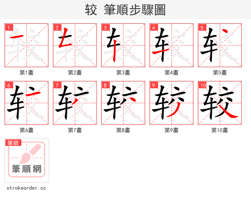 较 的笔顺分步演示