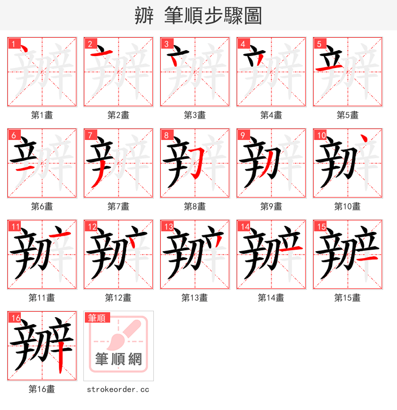 辧 的笔顺分步演示
