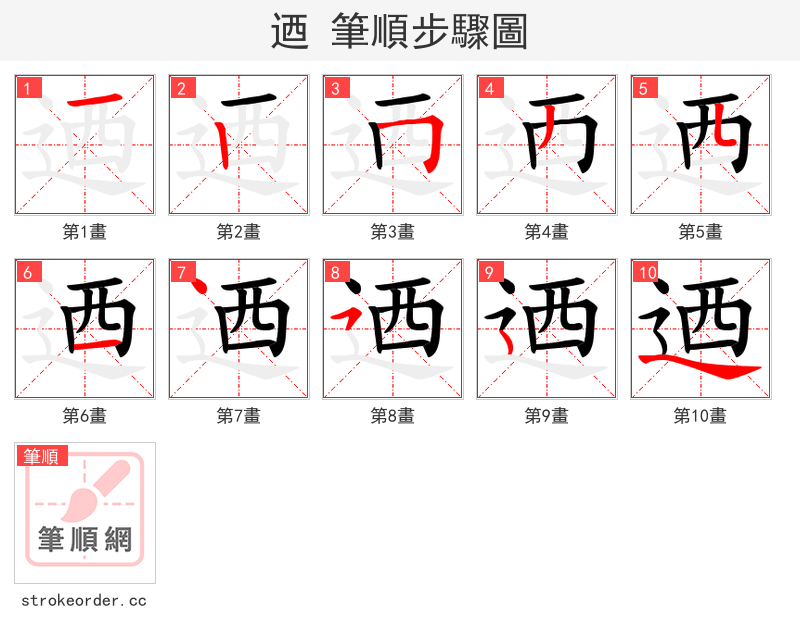迺 的笔顺分步演示