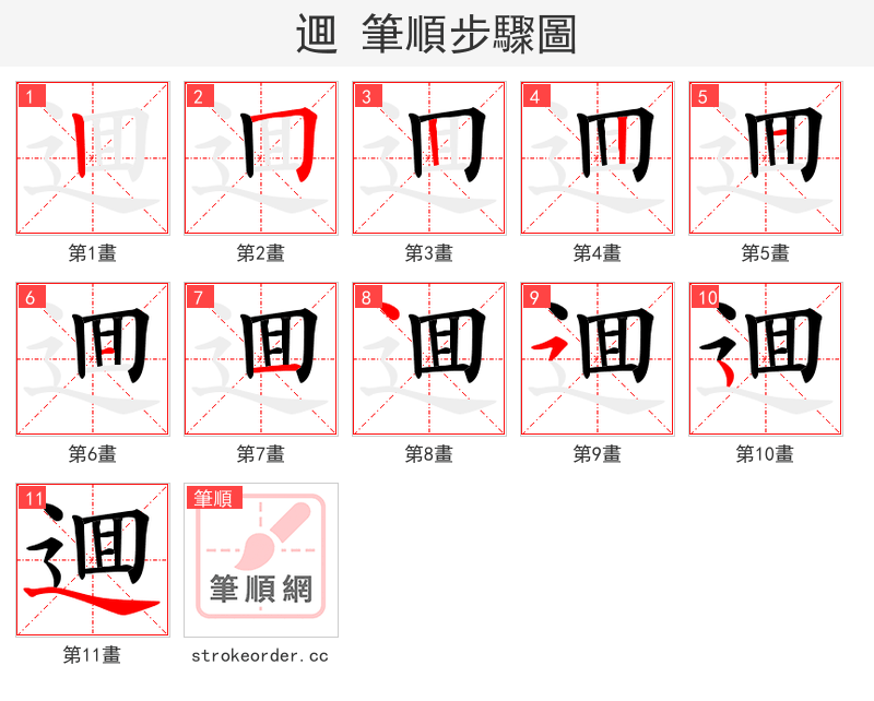 逥 的笔顺分步演示