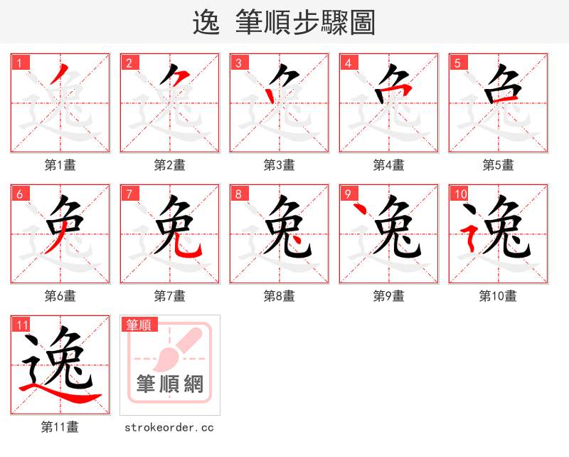 逸 的笔顺分步演示