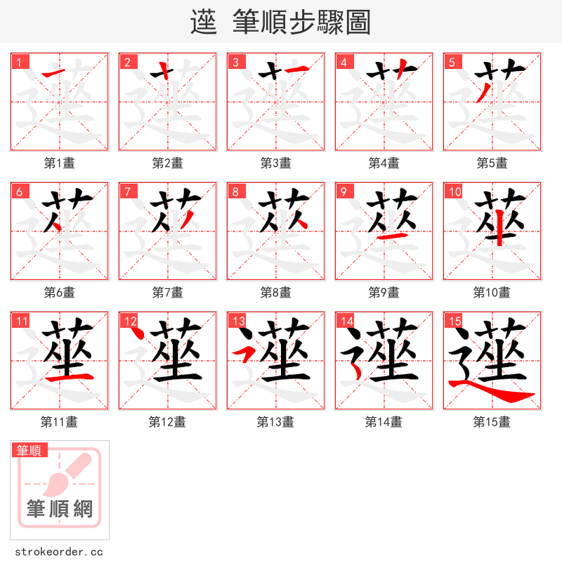 遳 的笔顺分步演示