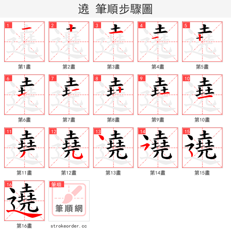 遶 的笔顺分步演示