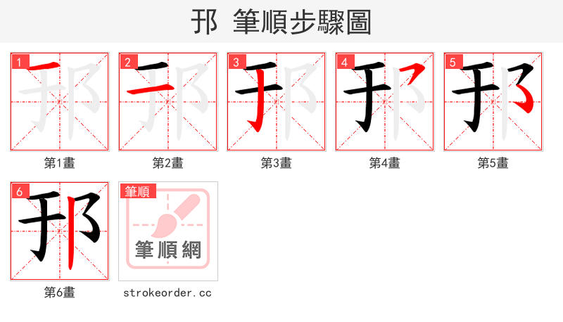 邘 的笔顺分步演示