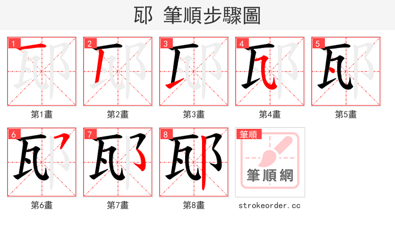 邷 的笔顺分步演示