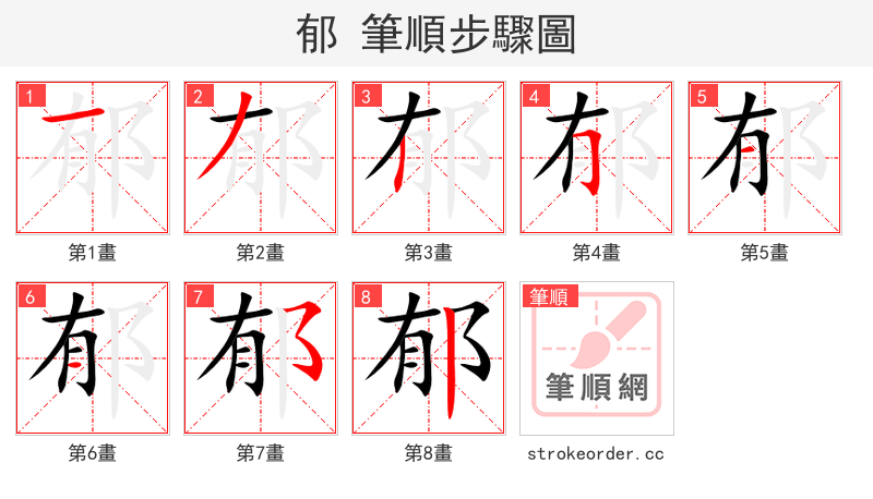 郁 的笔顺分步演示