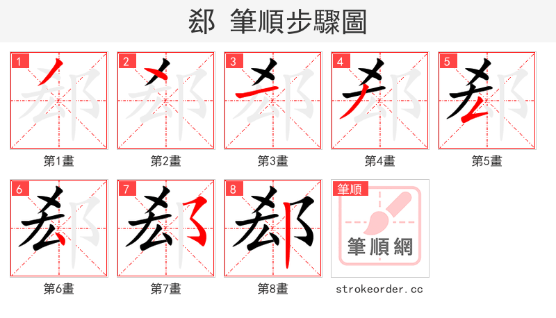 郄 的笔顺分步演示