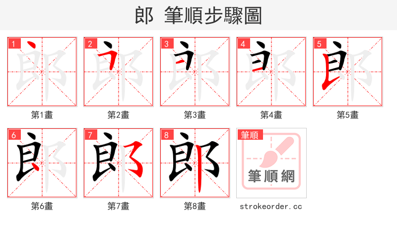 郎 的笔顺分步演示