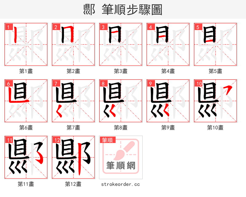 郻 的笔顺分步演示