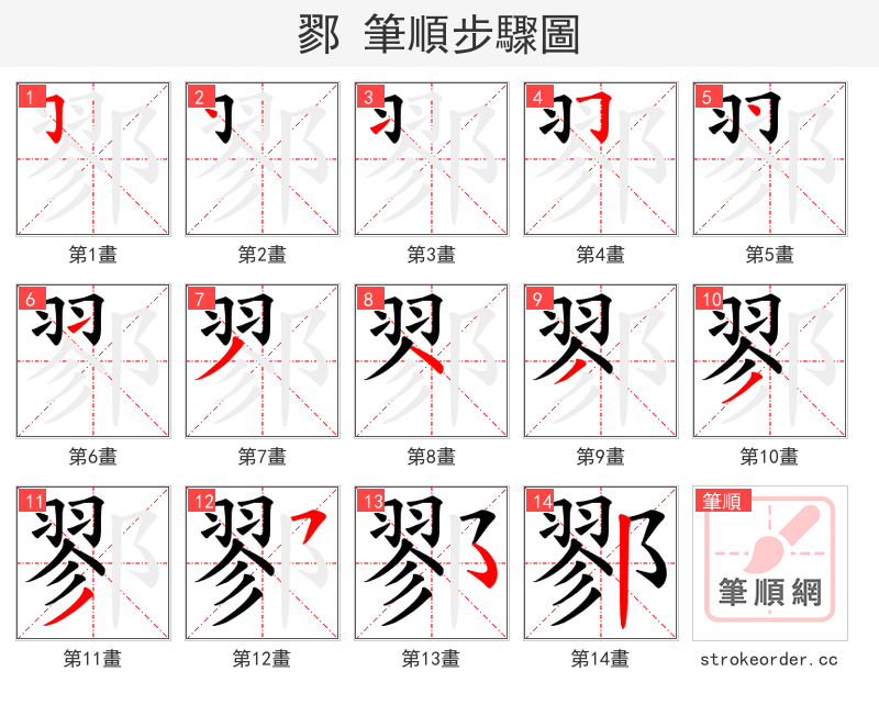 鄝 的笔顺分步演示