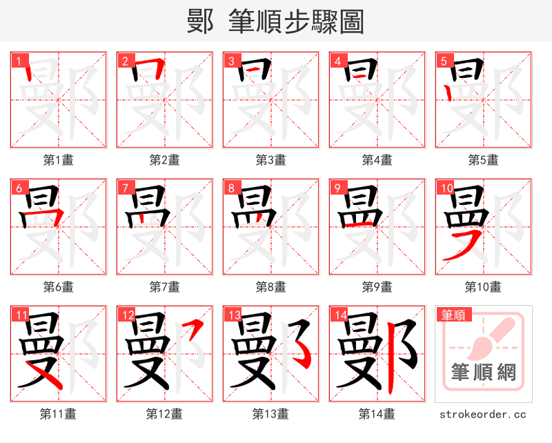 鄤 的笔顺分步演示