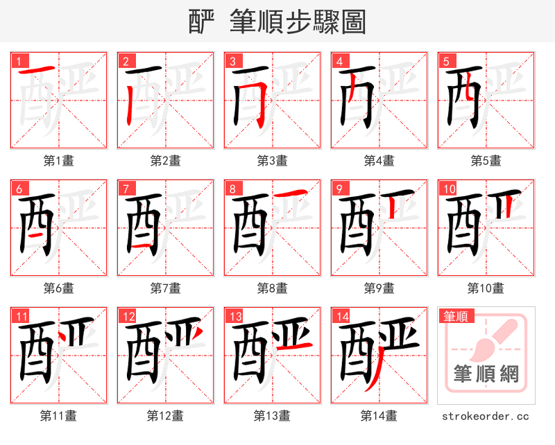 酽 的笔顺分步演示