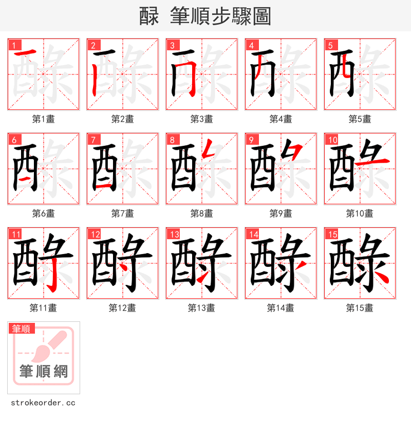 醁 的笔顺分步演示