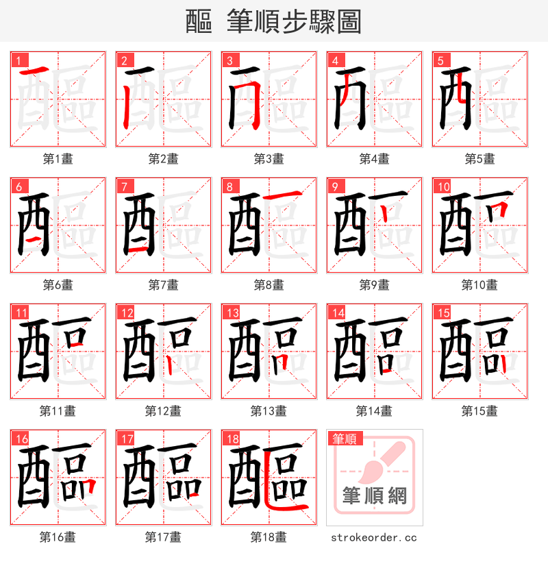 醧 的笔顺分步演示