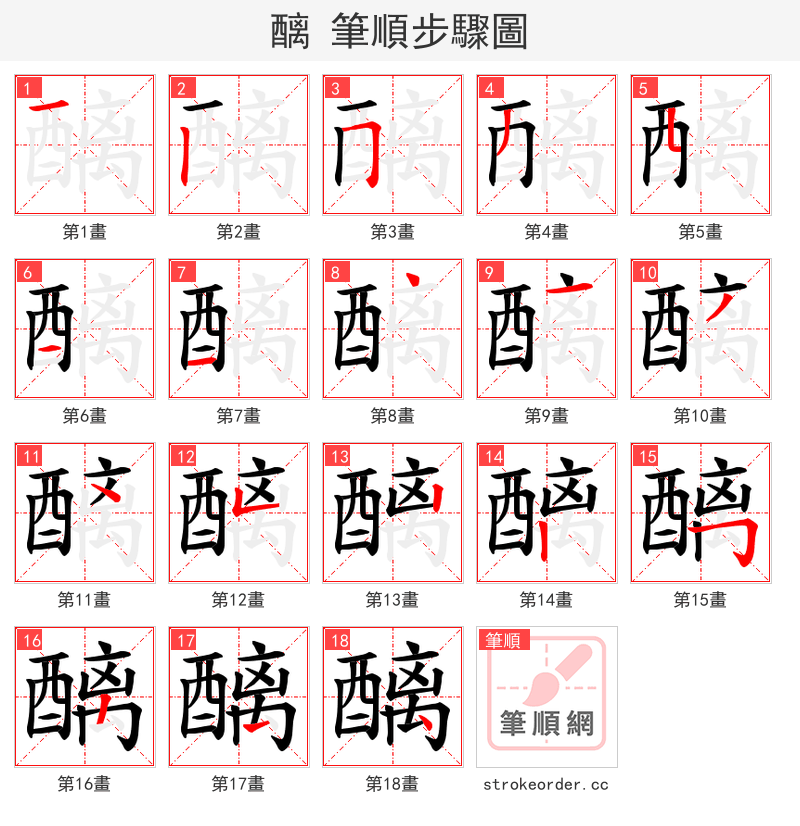 醨 的笔顺分步演示