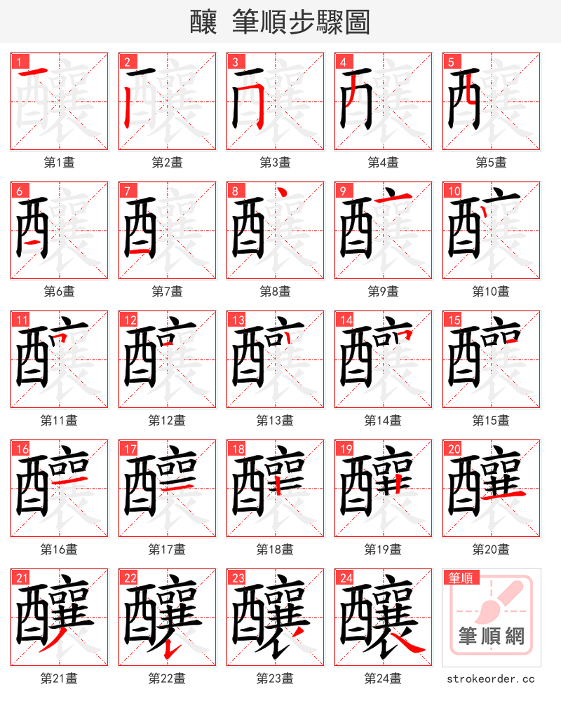 釀 的笔顺分步演示
