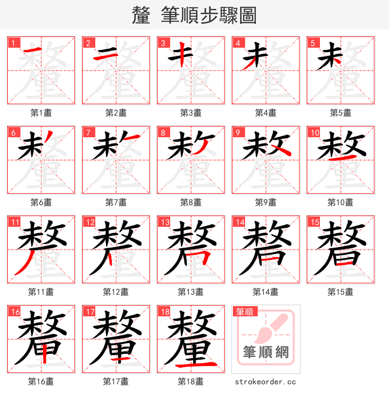 釐 的笔顺分步演示