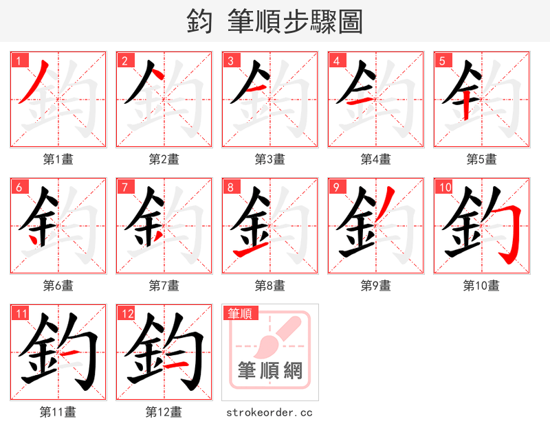 鈞 的笔顺分步演示