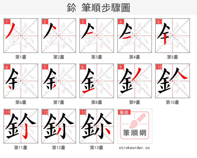 鉩 的笔顺分步演示