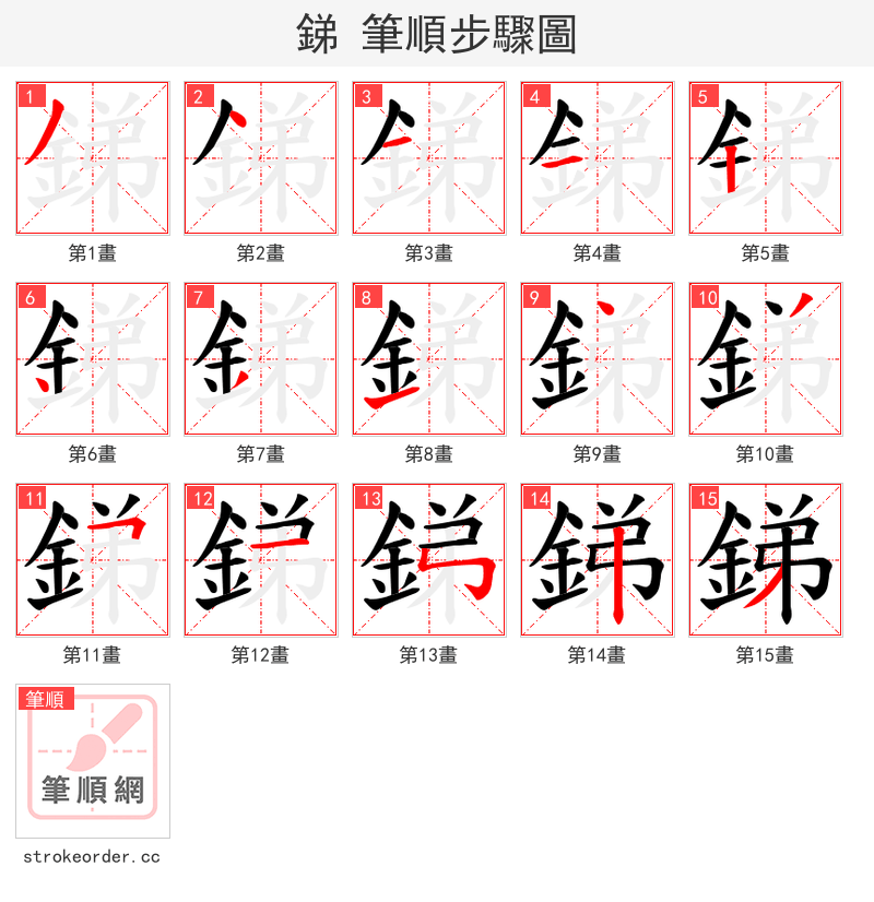 銻 的笔顺分步演示
