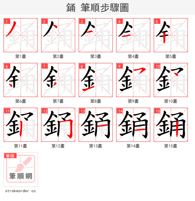 銿 的笔顺分步演示