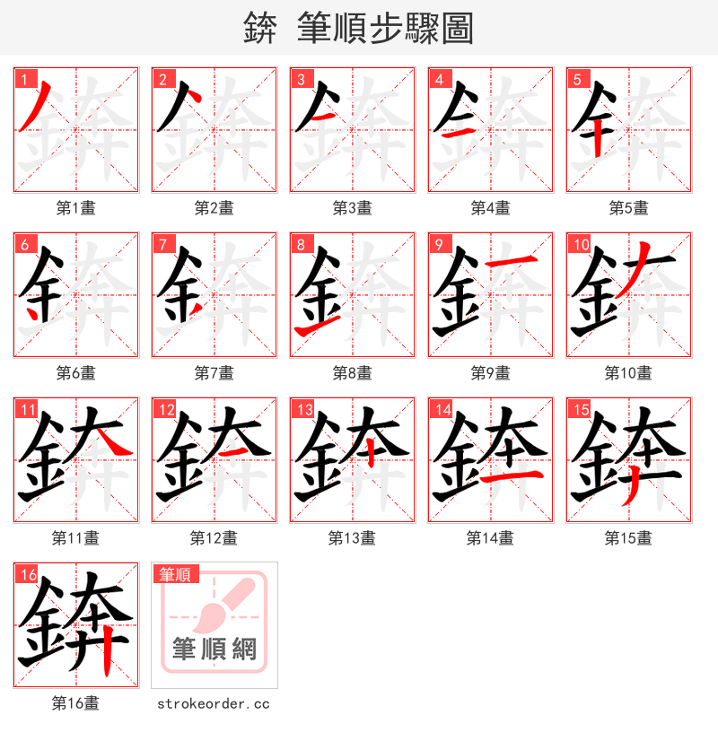 錛 的笔顺分步演示