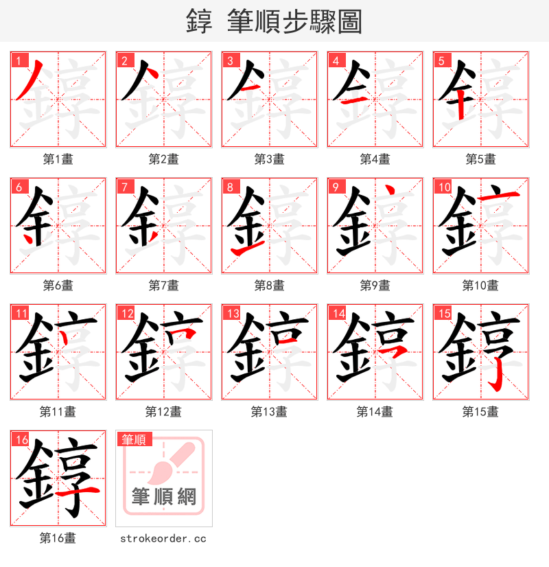 錞 的笔顺分步演示