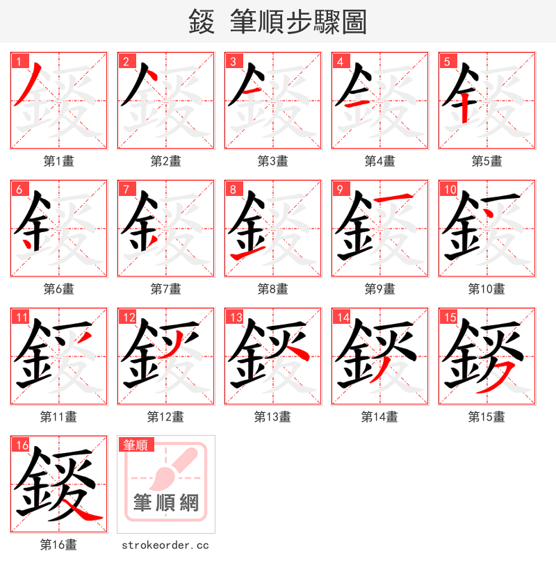 錽 的笔顺分步演示
