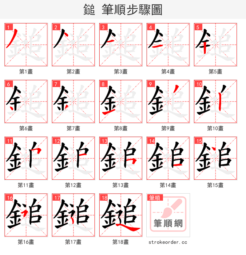 鎚 的笔顺分步演示