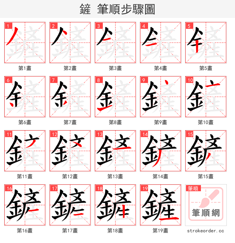鏟 的笔顺分步演示
