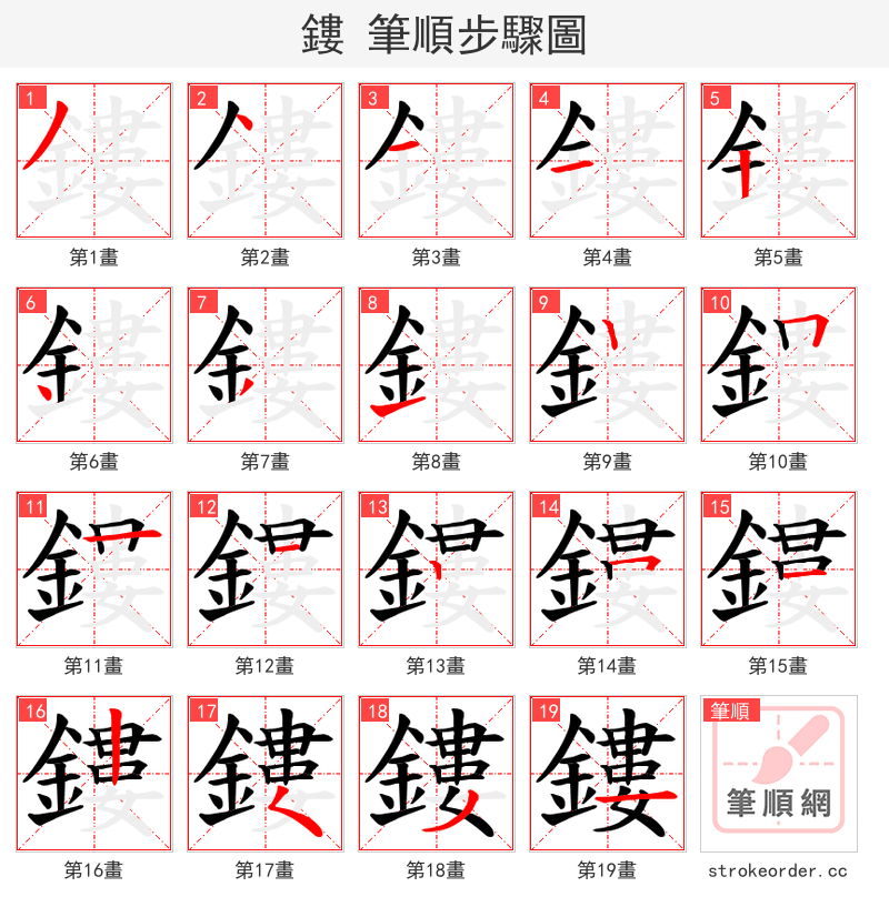 鏤 的笔顺分步演示