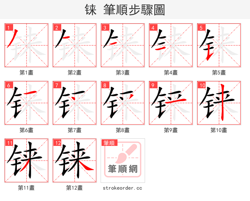 铼 的笔顺分步演示