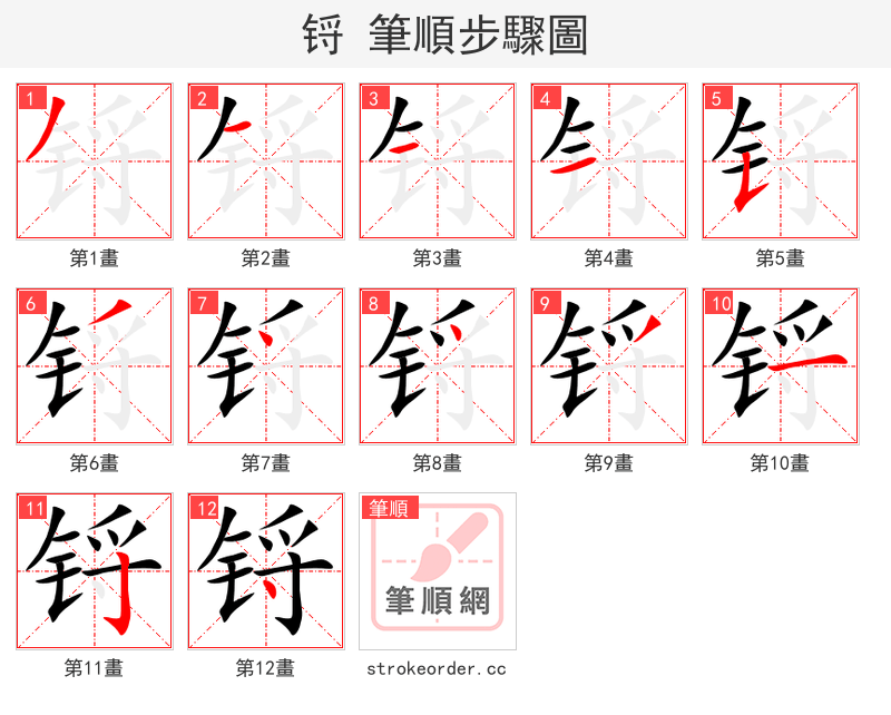 锊 的笔顺分步演示