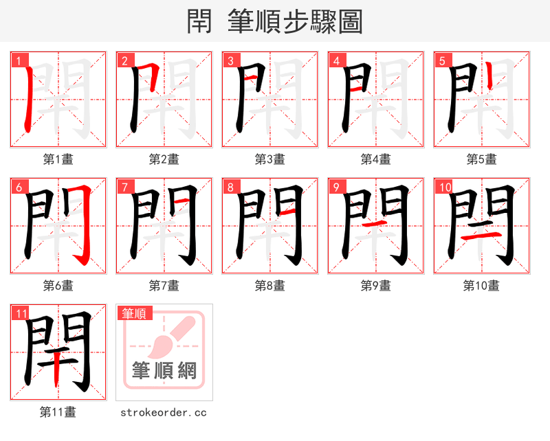 閈 的笔顺分步演示